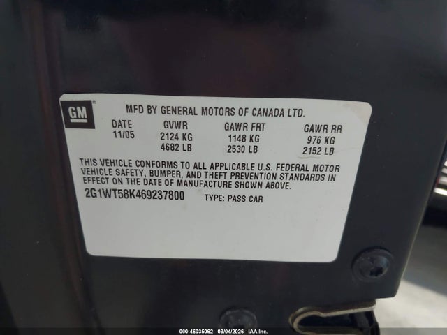 Продажа на аукционе авто 2006 Chevrolet Impala Lt, vin: 2G1WT58K469237800, номер лота: 46035062