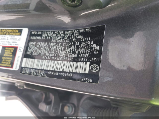 Aukcja sprzedaży 2014 Toyota Camry Xle, vin: 4T4BF1FK5ER386132, numer aukcji: 46035066