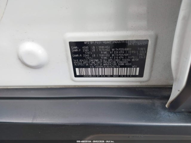 46035104 :رقم المزاد ، 4S4BRCSC8D3282749 vin ، 2013 Subaru Outback 2.5i Limited مزاد بيع