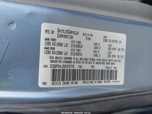 Продаж на аукціоні авто 2005 Chrysler Town & Country Touring, vin: 2C8GP54L95R275776, номер лоту: 46035108