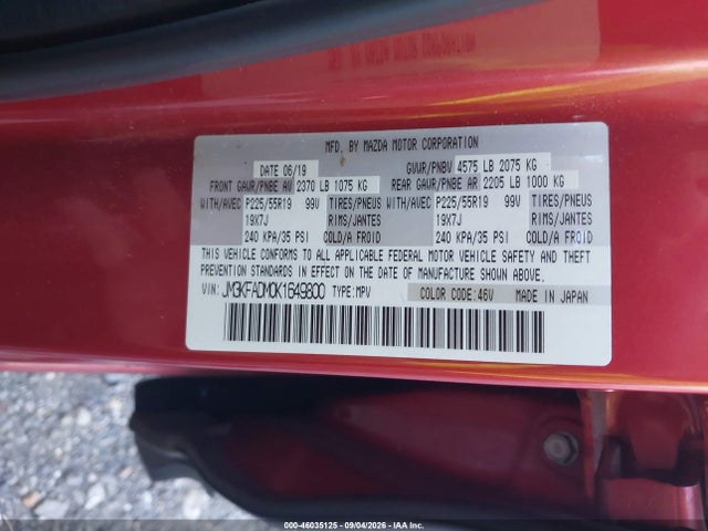 Aukcja sprzedaży 2019 Mazda Cx-5 Grand Touring, vin: JM3KFADM0K1649800, numer aukcji: 46035125