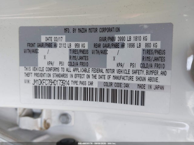 Aukcja sprzedaży 2017 Mazda Cx-3 Touring, vin: JM1DKFC76H0173914, numer aukcji: 46035176