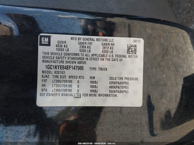 2014 Chevrolet Silverado 2500hd Ltz მანქანა იყიდება აუქციონზე, vin: 1GC1KYE84EF147986, აუქციონის ნომერი: 46035189