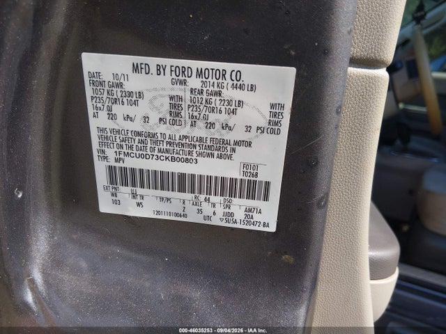Продаж на аукціоні авто 2012 Ford Escape Xlt, vin: 1FMCU0D73CKB00803, номер лоту: 46035253