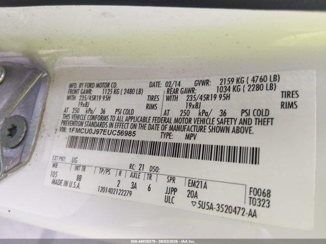Ford Escape Titanium 2014 1FMCU0J97EUC56985 Image 9