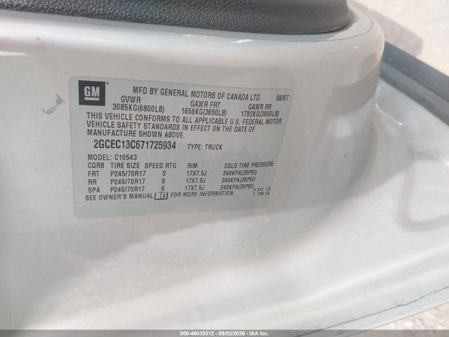 Aukcja sprzedaży 2007 Chevrolet Silverado 1500 Ls, vin: 2GCEC13C671725934, numer aukcji: 46035312