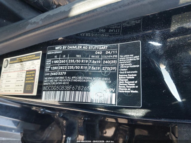 2011 Mercedes-benz Glk 350 მანქანა იყიდება აუქციონზე, vin: WDCGG5GB3BF678265, აუქციონის ნომერი: 46035384