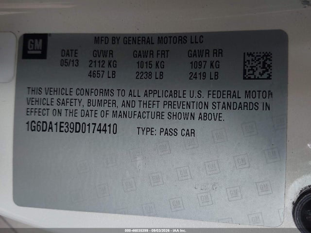 2013 Cadillac Cts Standard მანქანა იყიდება აუქციონზე, vin: 1G6DA1E39D0174410, აუქციონის ნომერი: 46035399