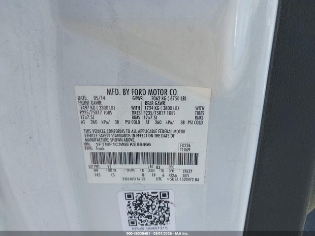 Продаж на аукціоні авто 2014 Ford F-150 Xl, vin: 1FTMF1CM6EKE66466, номер лоту: 46035461