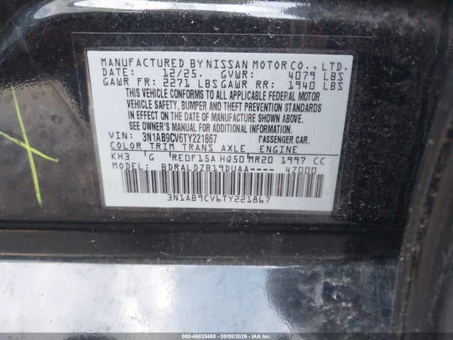 Aukcja sprzedaży 2026 Nissan Sentra Sv, vin: 3N1AB9CV6TY221867, numer aukcji: 46035468