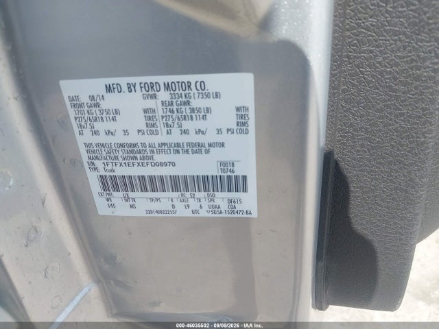 Продажа на аукционе авто 2014 Ford F-150 Xlt, vin: 1FTFX1EFXEFD08970, номер лота: 46035502