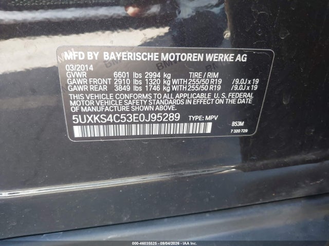 46035525 :رقم المزاد ، 5UXKS4C53E0J95289 vin ، 2014 Bmw X5 Xdrive35d مزاد بيع
