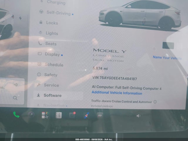 46035568 :رقم المزاد ، 7SAYGDEE4TA484187 vin ، 2026 Tesla Model Y مزاد بيع