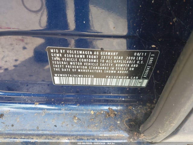 46035589 :رقم المزاد ، WVWHD7AJ8CW015726 vin ، 2012 Volkswagen Gti 4-door مزاد بيع