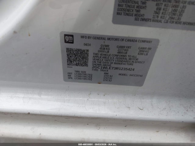 46035591 :رقم المزاد ، 2GC1WLE73R1235424 vin ، 2024 Chevrolet Silverado 2500hd 2wd  Standard Bed Work Truck مزاد بيع