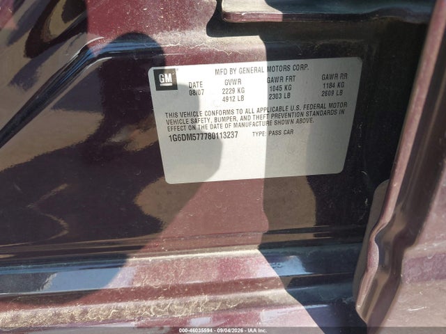 2008 Cadillac Cts Rwd W/1sa მანქანა იყიდება აუქციონზე, vin: 1G6DM577780113237, აუქციონის ნომერი: 46035594