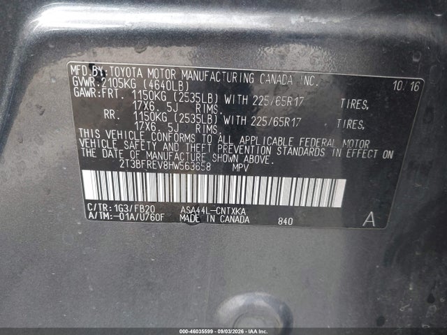 Toyota RAV4 LE 2017 2T3BFREV8HW563658 Image 9