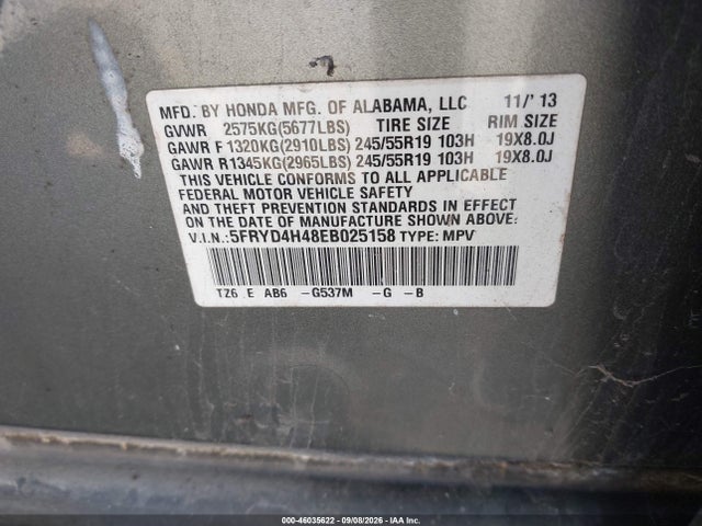 46035622 :رقم المزاد ، 5FRYD4H48EB025158 vin ، 2014 Acura Mdx Technology Package مزاد بيع