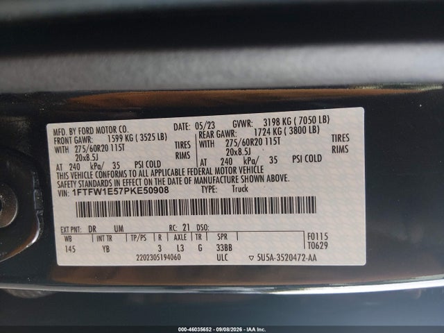 Продажа на аукционе авто 2023 Ford F-150 Xlt, vin: 1FTFW1E57PKE50908, номер лота: 46035652