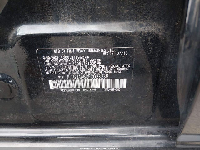 Продаж на аукціоні авто 2015 Subaru Impreza 2.0i, vin: JF1GJAA60FG023238, номер лоту: 46035670