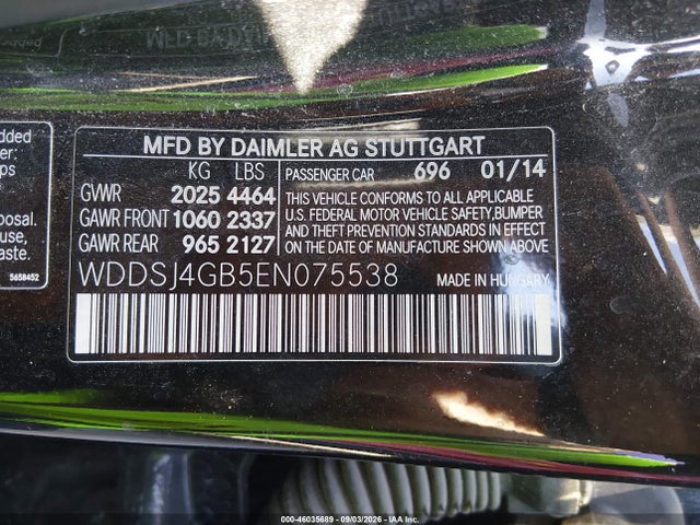 Aukcja sprzedaży 2014 Mercedes-benz Cla 250 4matic, vin: WDDSJ4GB5EN075538, numer aukcji: 46035689
