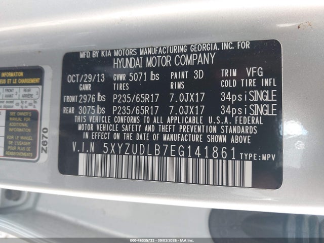 Продажа на аукционе авто 2014 Hyundai Santa Fe Sport 2.4l, vin: 5XYZUDLB7EG141861, номер лота: 46035733