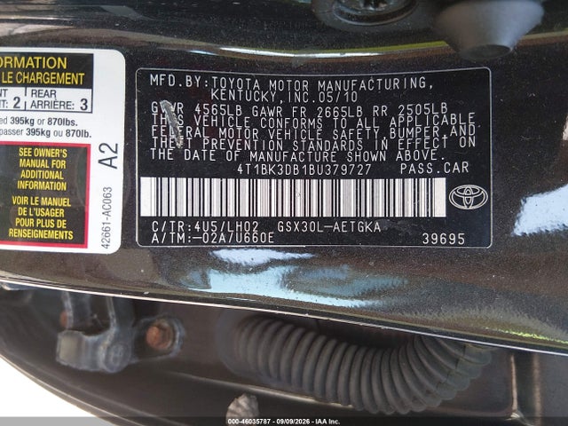 Продажа на аукционе авто 2011 Toyota Avalon, vin: 4T1BK3DB1BU379727, номер лота: 46035787
