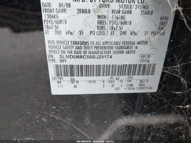 Aukcja sprzedaży 2008 Lincoln Mkx, vin: 2LMDU68C58BJ29174, numer aukcji: 46035795