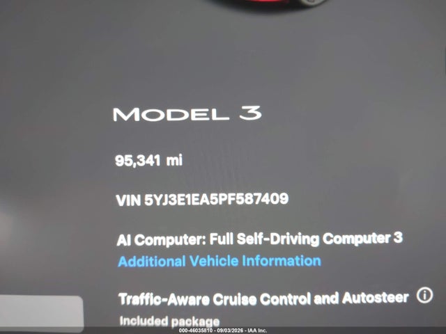 Продажа на аукционе авто 2023 Tesla Model 3 Rear-wheel Drive, vin: 5YJ3E1EA5PF587409, номер лота: 46035810
