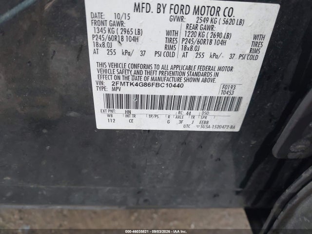 Продажа на аукционе авто 2015 Ford Edge Se, vin: 2FMTK4G86FBC10440, номер лота: 46035821