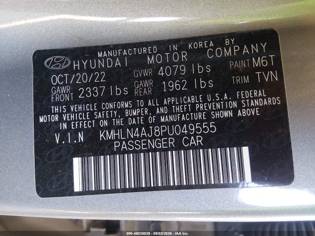 Aukcja sprzedaży 2023 Hyundai Elantra Hybrid Limited, vin: KMHLN4AJ8PU049555, numer aukcji: 46035839