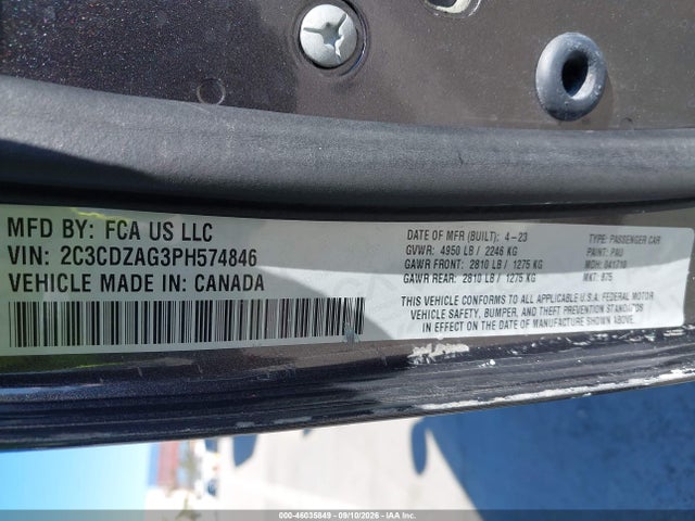 Dodge Challenger Sxt 2023 2C3CDZAG3PH574846 Image 9