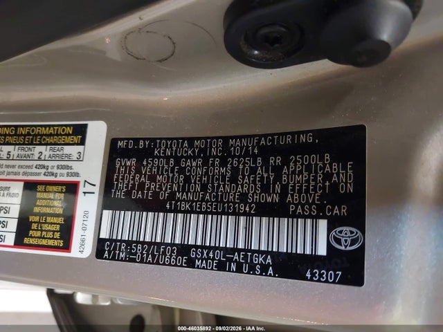 46035892 :رقم المزاد ، 4T1BK1EB5EU131942 vin ، 2014 Toyota Avalon Xle Premium مزاد بيع