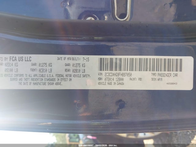 Продаж на аукціоні авто 2015 Dodge Charger Sxt, vin: 2C3CDXHG9FH897050, номер лоту: 46035897