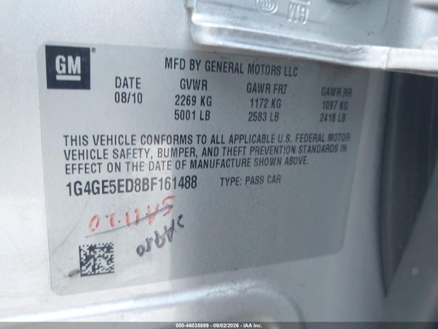 Aukcja sprzedaży 2011 Buick Lacrosse Cxs, vin: 1G4GE5ED8BF161488, numer aukcji: 46035899
