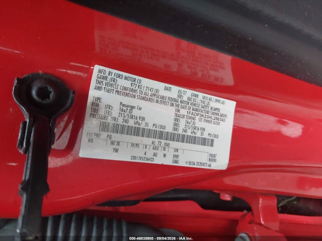 46035900 :رقم المزاد ، 1FADP3K23HL286343 vin ، 2017 Ford Focus Se مزاد بيع
