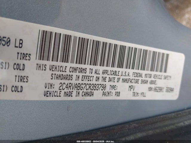 Продажа на аукционе авто 2012 Volkswagen Routan Se, vin: 2C4RVABG7CR393790, номер лота: 46035902
