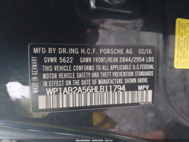 46035909 :رقم المزاد ، WP1AB2A56HLB11794 vin ، 2017 Porsche Macan S مزاد بيع