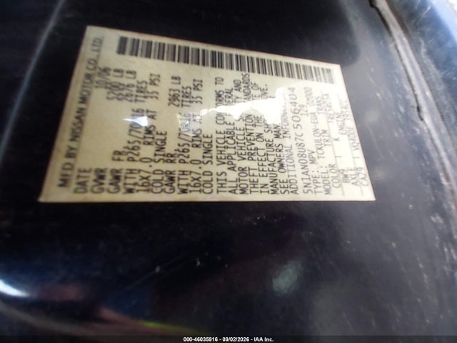 Продажа на аукционе авто 2007 Nissan Xterra X, vin: 5N1AN08U87C506404, номер лота: 46035916