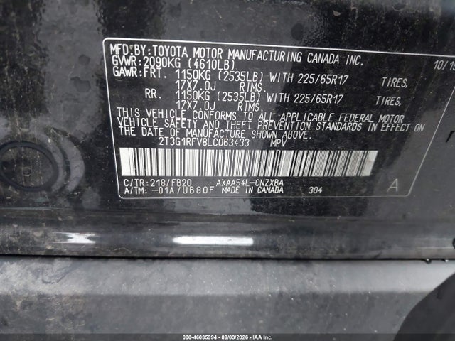 Aukcja sprzedaży 2020 Toyota Rav4 Le, vin: 2T3G1RFV8LC063433, numer aukcji: 46035994