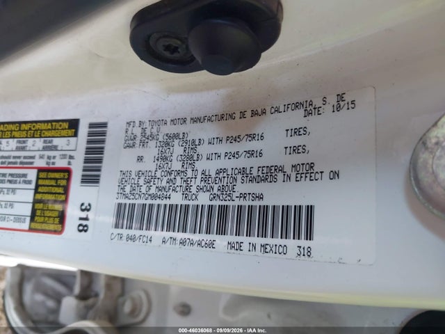 46036068 :رقم المزاد ، 3TMAZ5CN7GM004844 vin ، 2016 Toyota Tacoma Sr5 V6 مزاد بيع