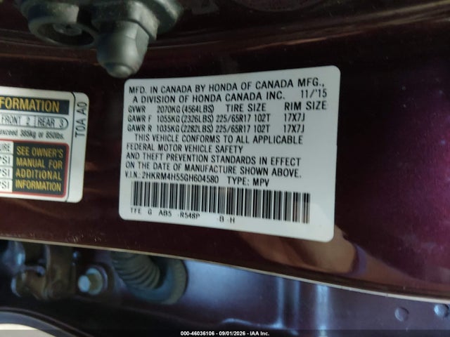 2HKRM4H55GH604580 Honda CR-V EX