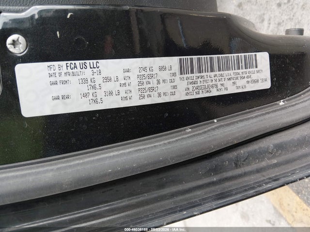 Aukcja sprzedaży 2018 Dodge Grand Caravan Gt, vin: 2C4RDGEG9JR248796, numer aukcji: 46036188