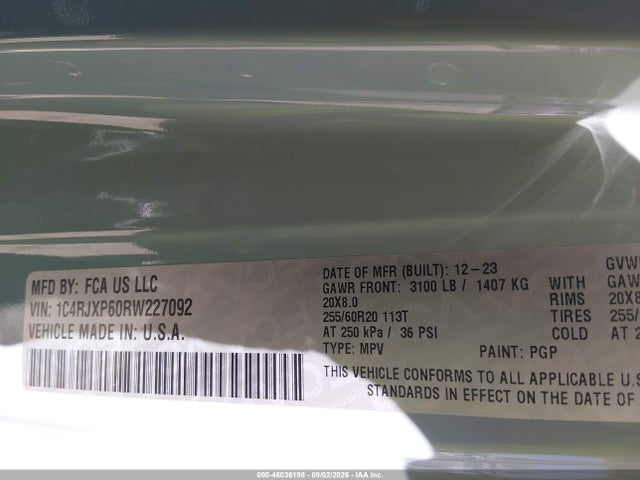 Продажа на аукционе авто 2024 Jeep Wrangler 4xe Sahara 4xe, vin: 1C4RJXP60RW227092, номер лота: 46036198