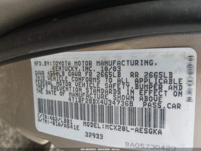 Продажа на аукционе авто 2004 Toyota Avalon Xls, vin: 4T1BF28BX4U347368, номер лота: 46036202