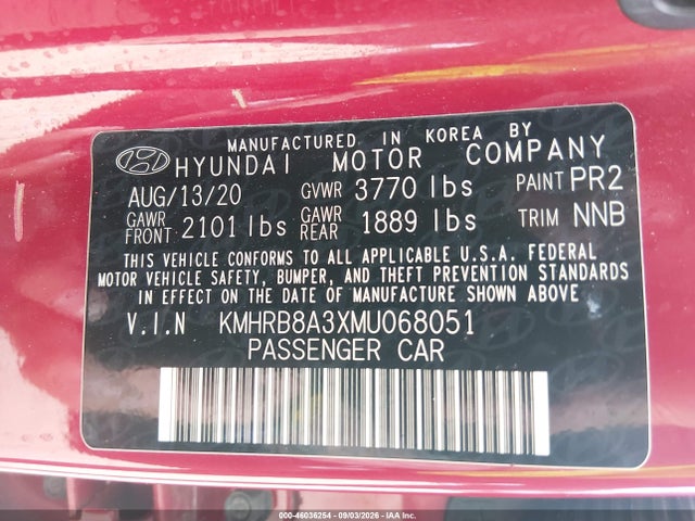 Продаж на аукціоні авто 2021 Hyundai Venue Se, vin: KMHRB8A3XMU068051, номер лоту: 46036254