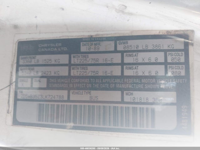 Продажа на аукционе авто 1990 Dodge Ram Wagon B350 Bus, vin: 2B5WB35Z3LK724788, номер лота: 46036280