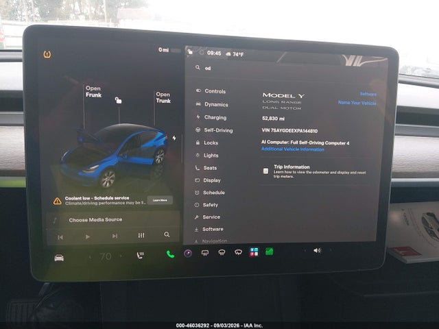 Продаж на аукціоні авто 2023 Tesla Model Y Awd/long Range Dual Motor All-wheel Drive, vin: 7SAYGDEEXPA144810, номер лоту: 46036292