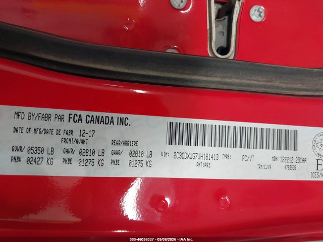 Продаж на аукціоні авто 2018 Dodge Charger Gt, vin: 2C3CDXJG7JH181413, номер лоту: 46036327