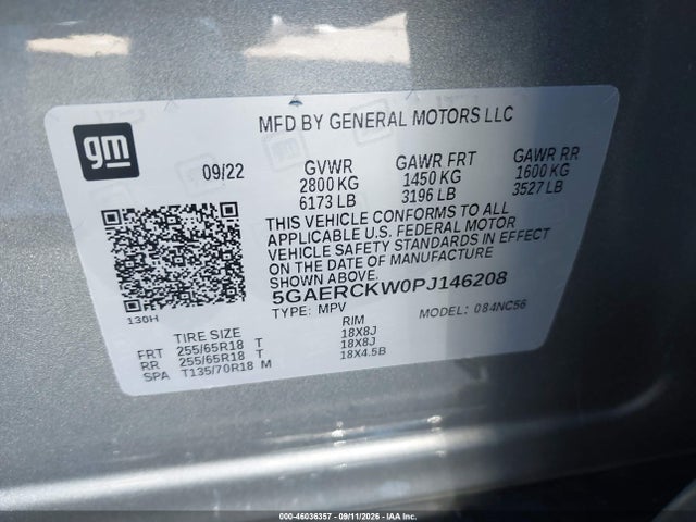 46036357 :رقم المزاد ، 5GAERCKW0PJ146208 vin ، 2023 Buick Enclave Premium Fwd مزاد بيع